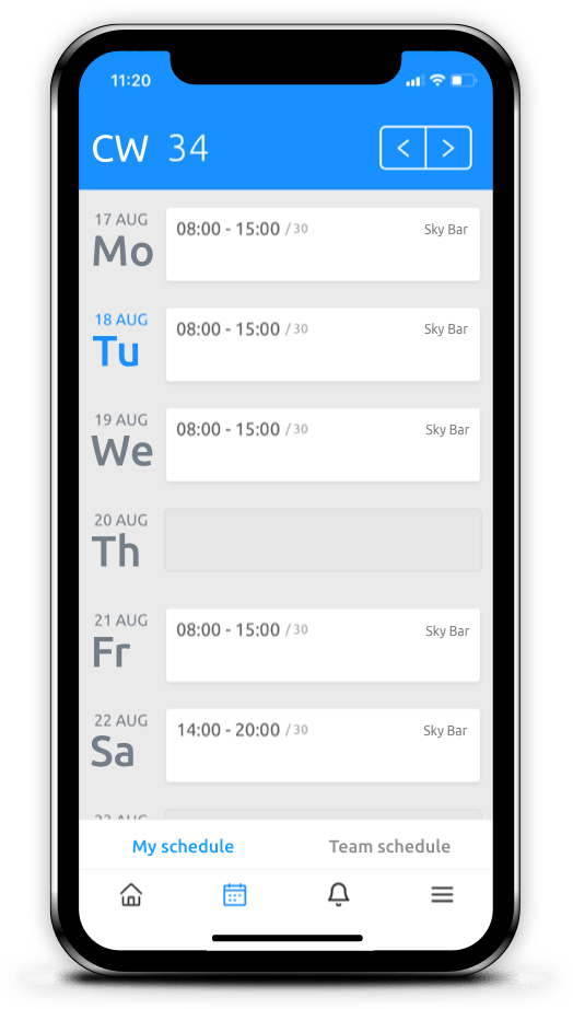 Aplano Funktionen Schichtplaner Mobile Showcase